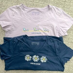 Lilac and Navy Life Is Good Navy V-neck Bundle sz L